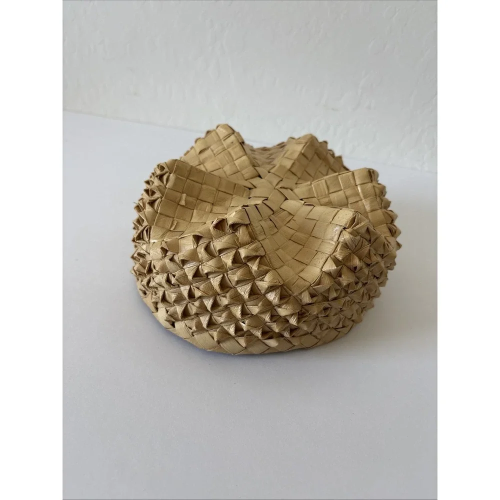 Vintage Handmade Lauhala 6 Point Basket Hawaiian